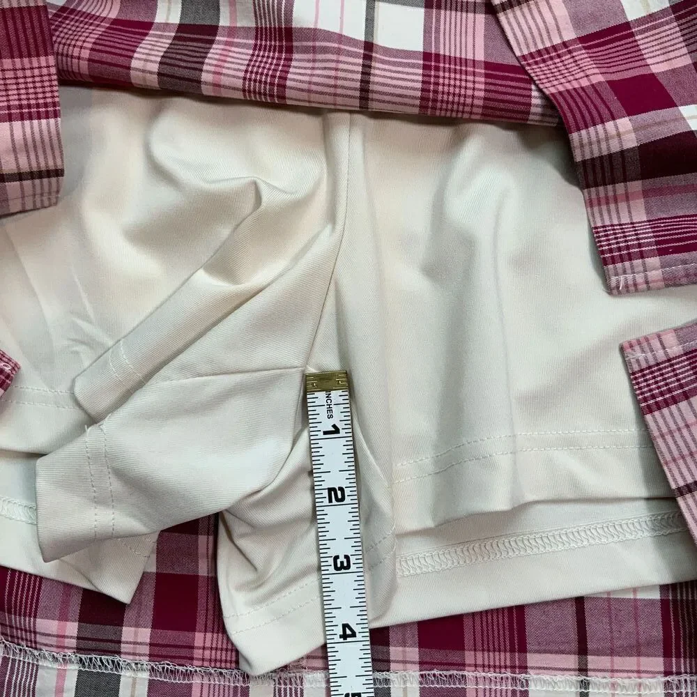Lady Hagen Womens Pink Plaid Knee-length Stretchy‎ Preppy Academia Skort Medium
